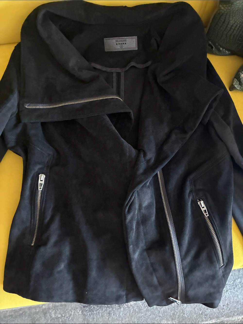 BlankNYC Black Women's Zip-Front Faux Suede Jacket